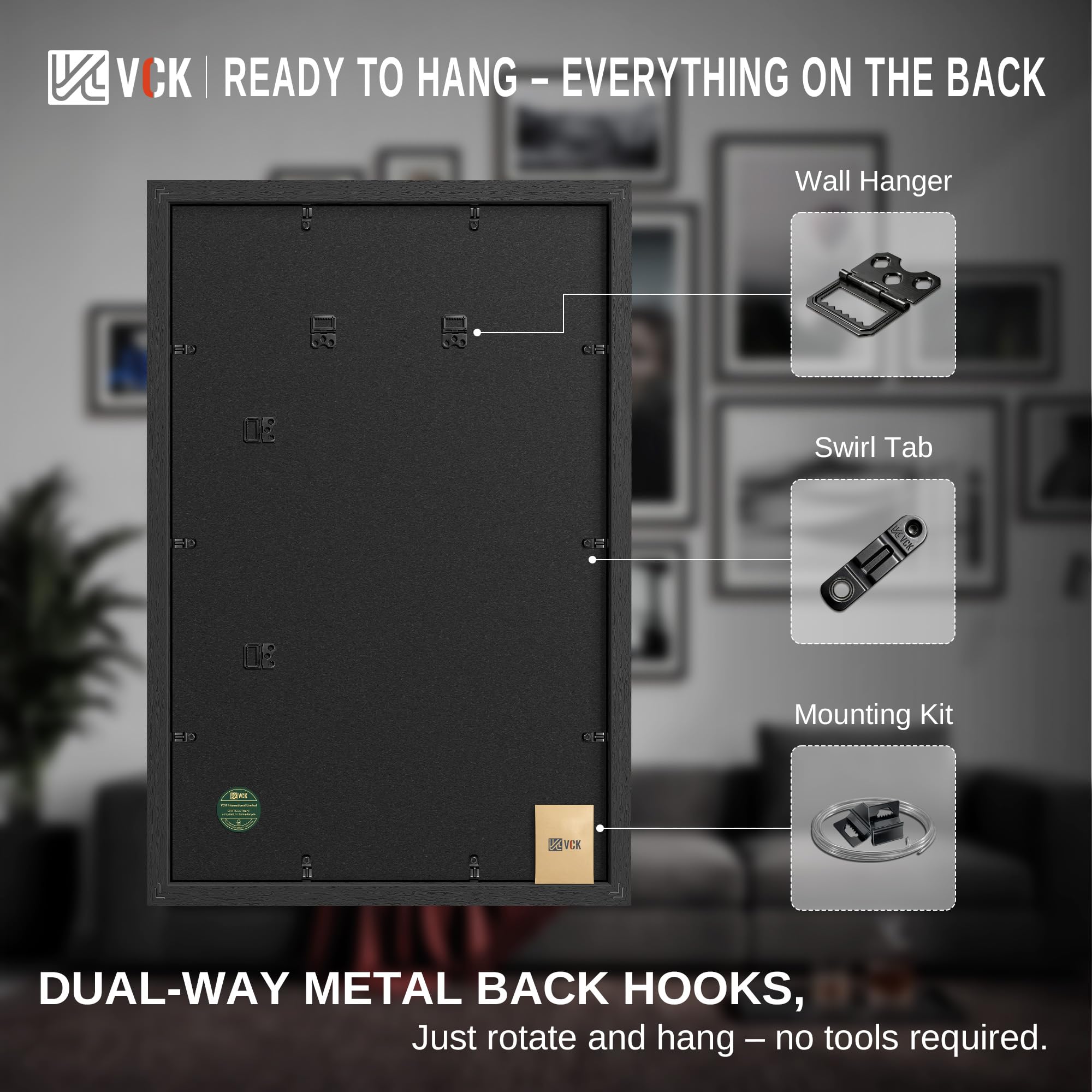 VCK wall collage with three frames showing cohesive display and visual impact