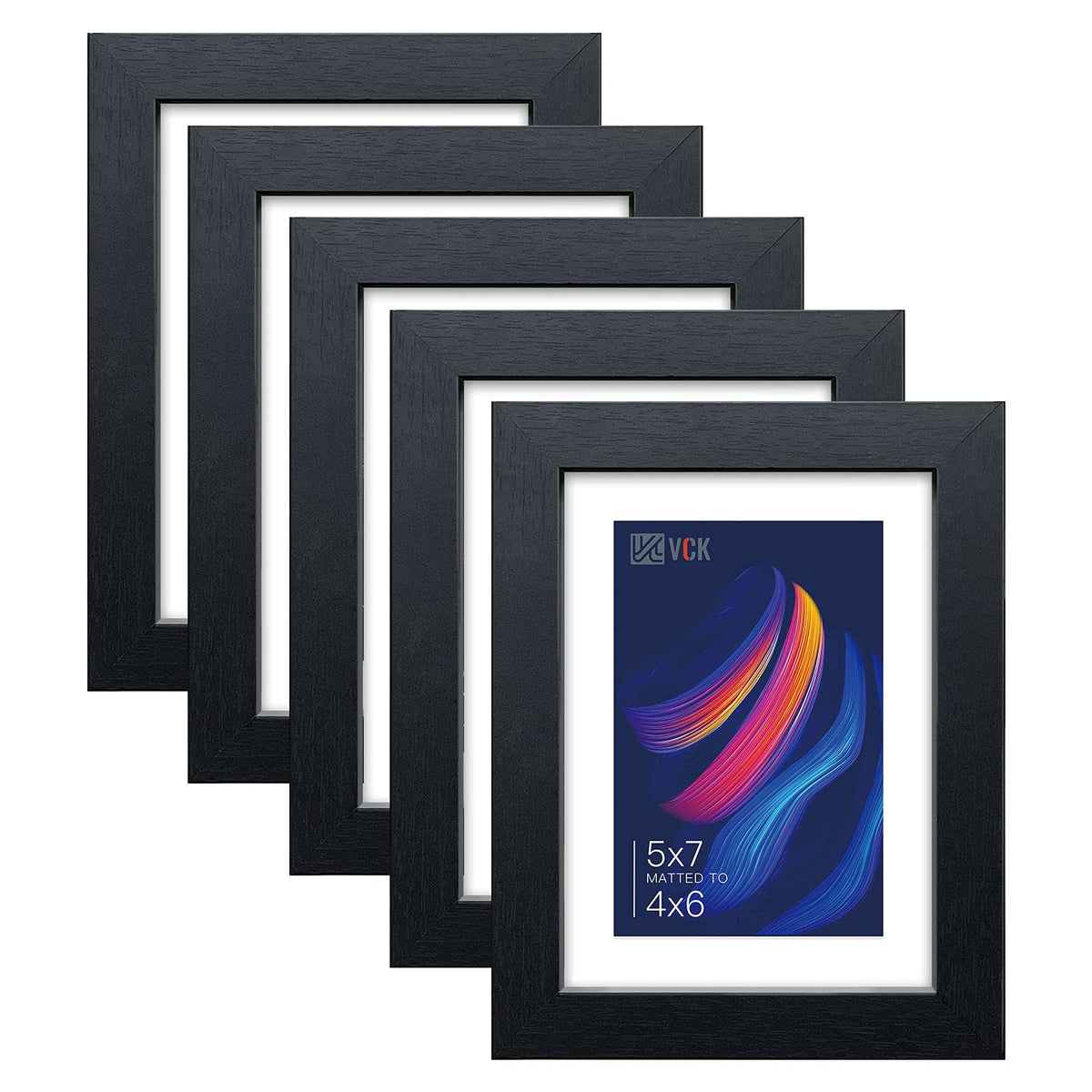 VCK front view five-pack black frames showing modern display benefit