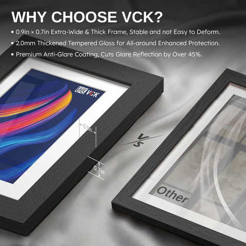 VCK frames arranged on shelf to show cohesive home styling benefit
