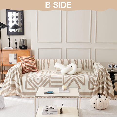 VClife aztec geometry pattern detail showing neutral plaid aesthetic