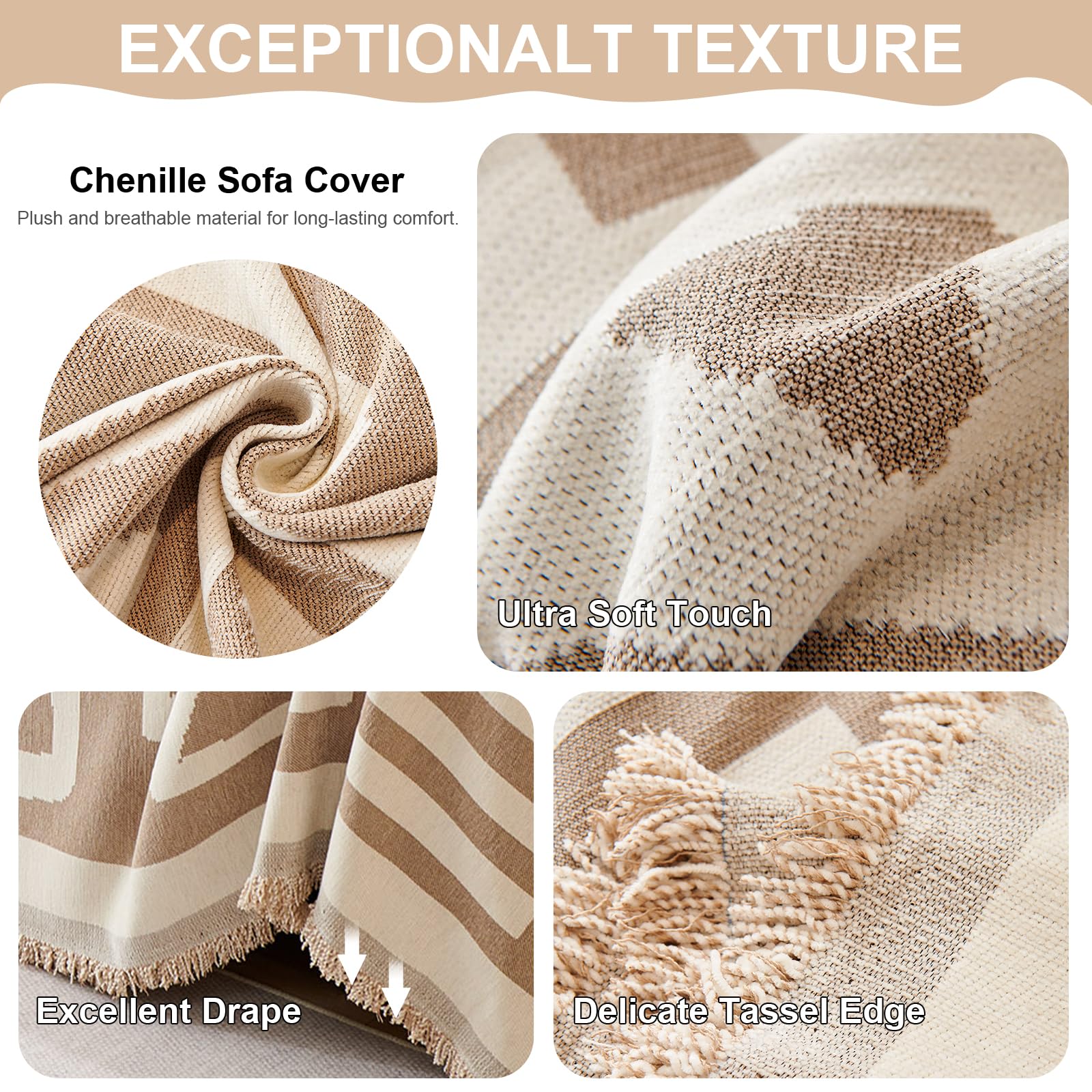 VClife couch cover styled in living room displaying cozy boho decor