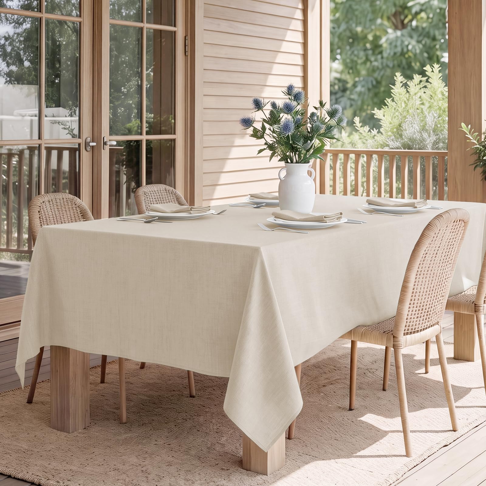 Veblandy folded tablecloth stored neatly to show portability and space-saving storage
