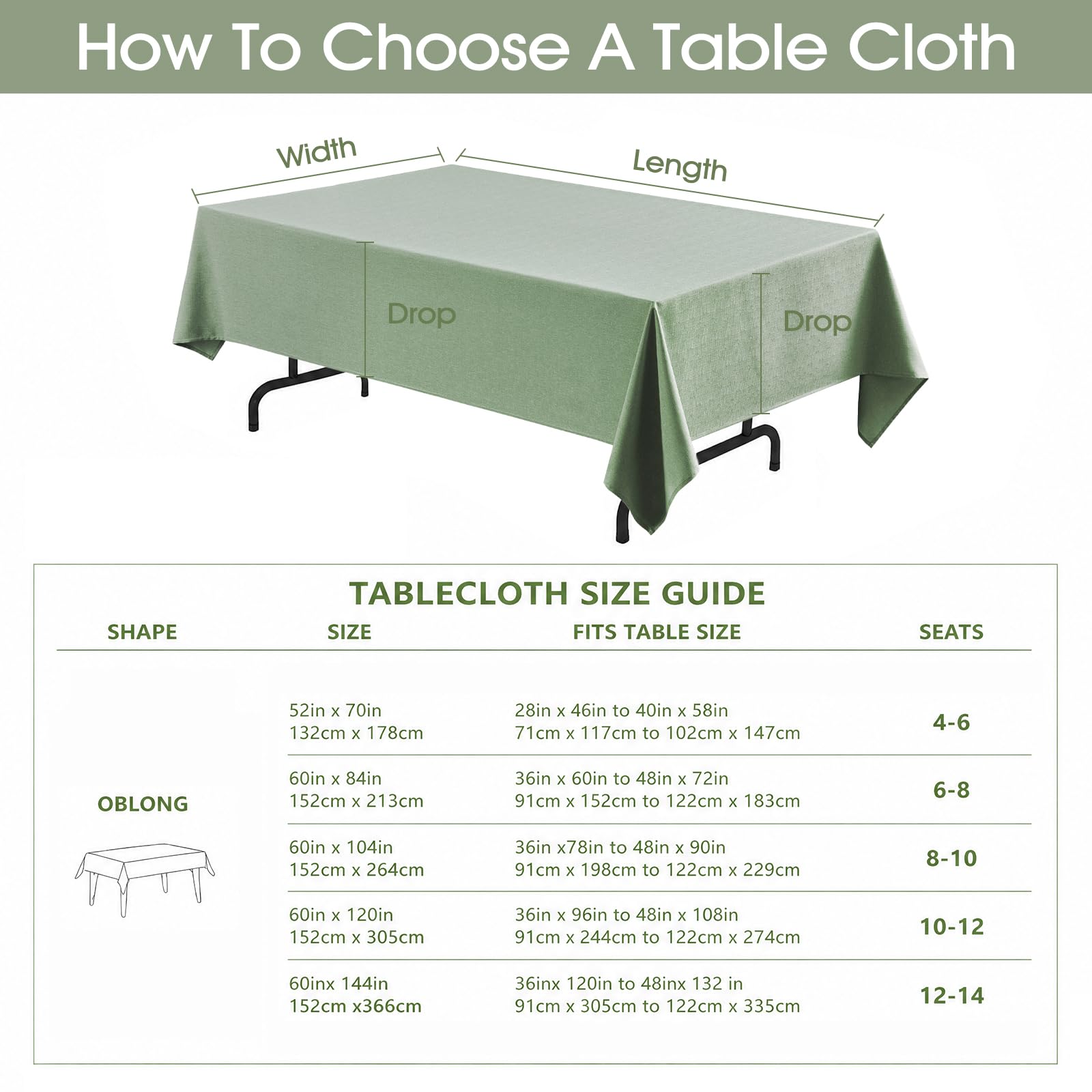 Veblandy scale comparison on 12-seat table showing size fit and generous drop