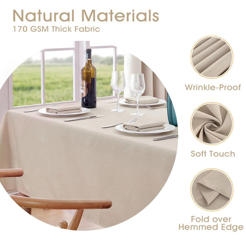 Veblandy tablecloth on dining table styled for dinner demonstrating refined appearance