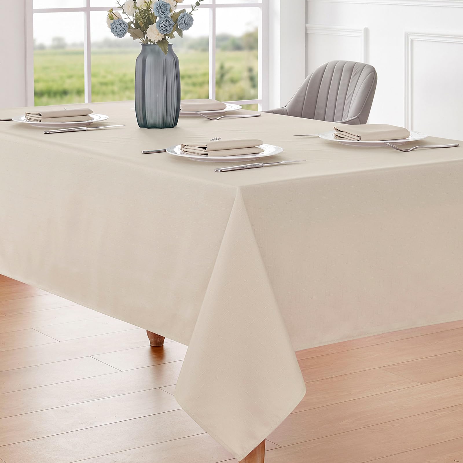 Veblandy close-up of textured faux-linen weave showing durable stain-resistant finish