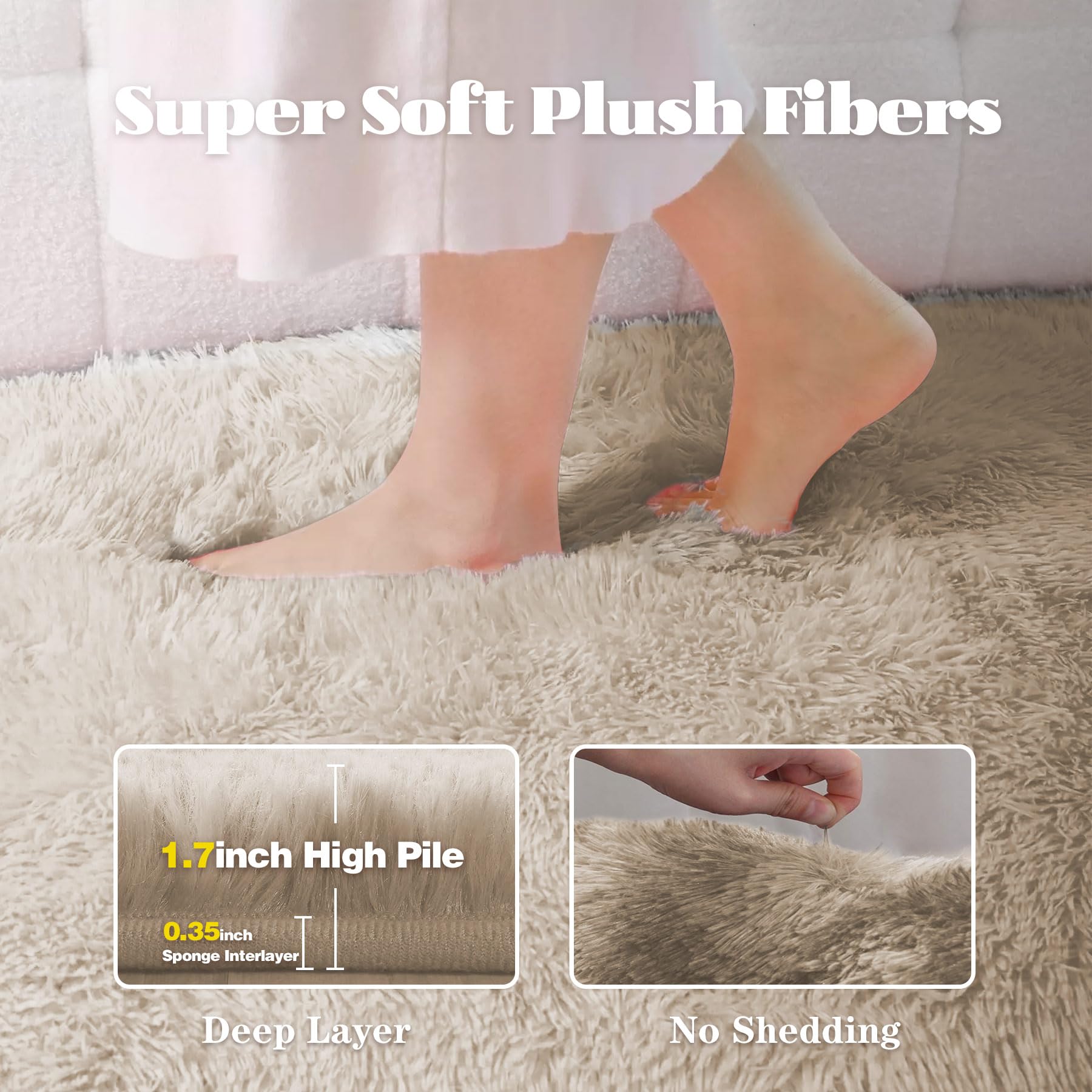 VECARF close-up of fluffy shag texture highlighting soft fibers for cozy feel