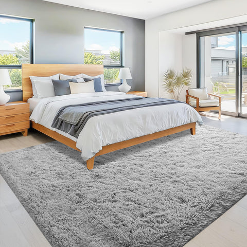 VECARF rug unpacked flat laying out fibers to show quick fluff recovery