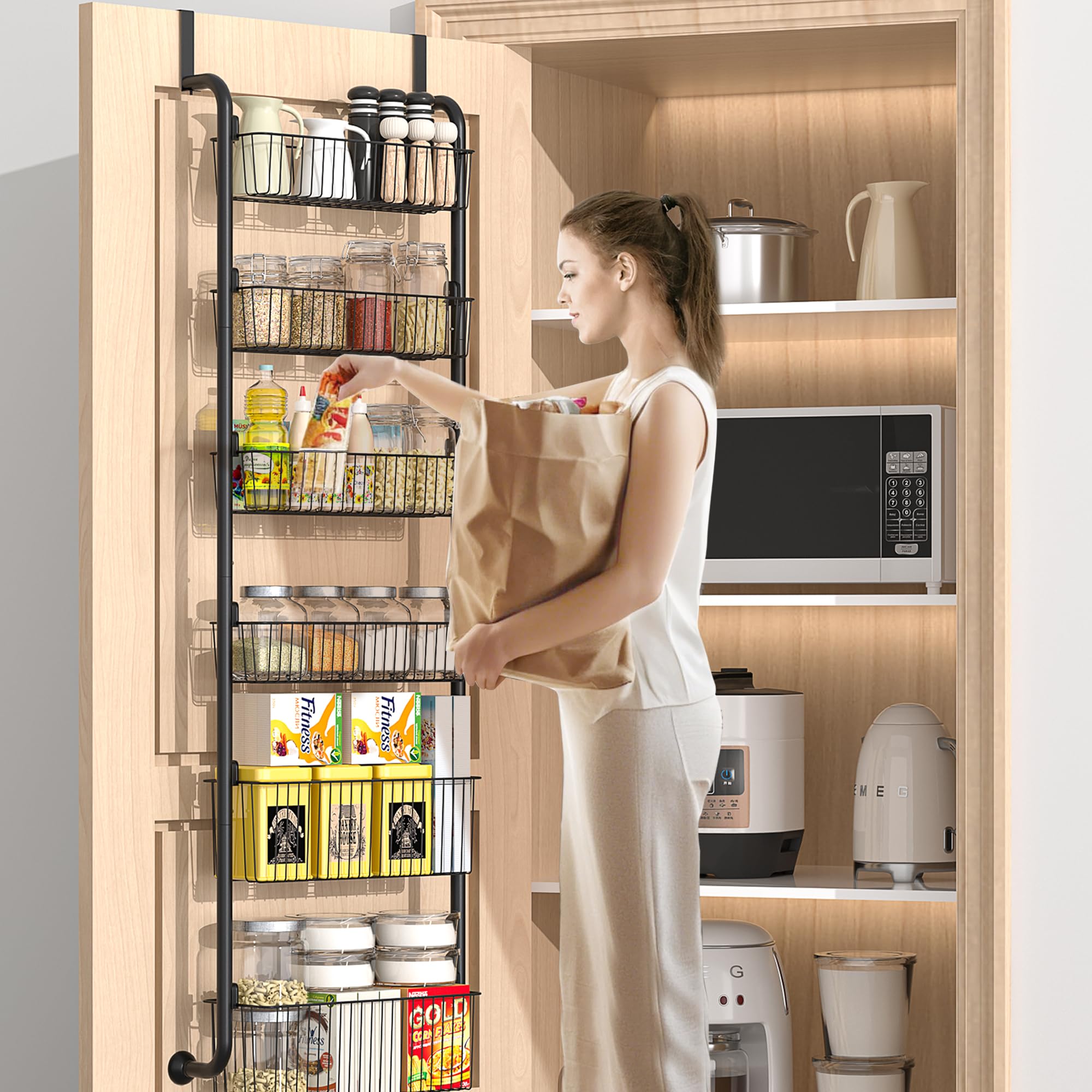 VECELO organizer next to door frame for scale showing compact footprint