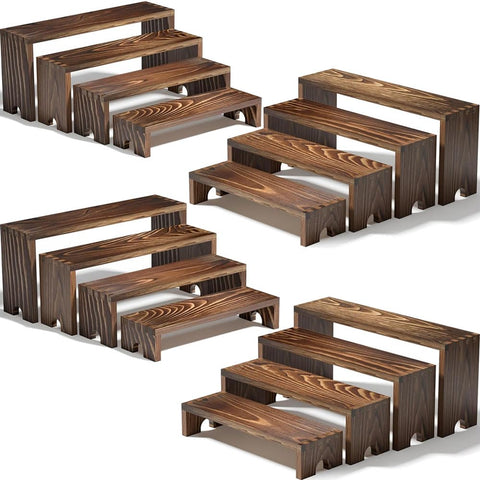 Vecxoty front view of assembled risers showing rustic display and stability