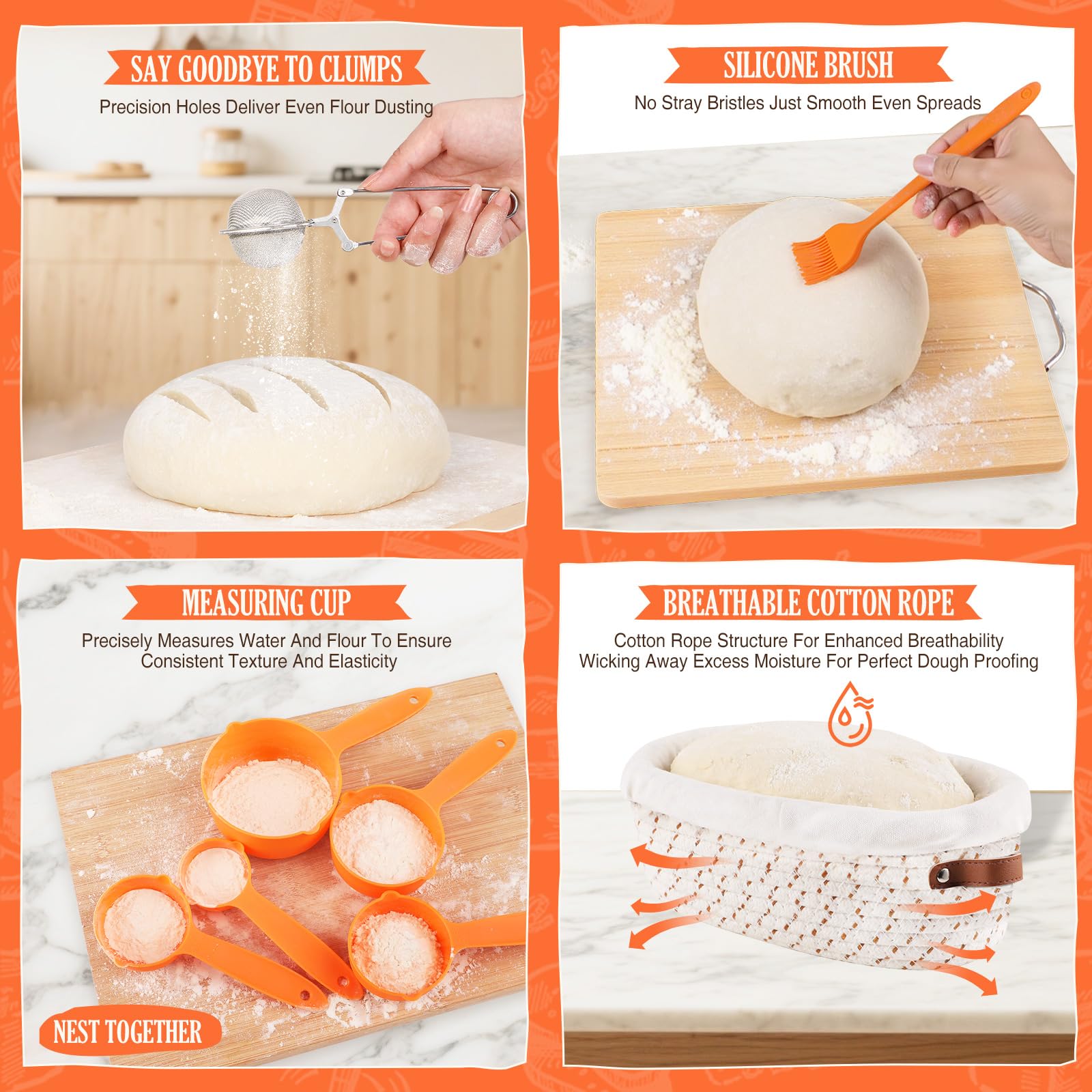 VEDALIO dough whisk and silicone spatula paired for efficient mixing