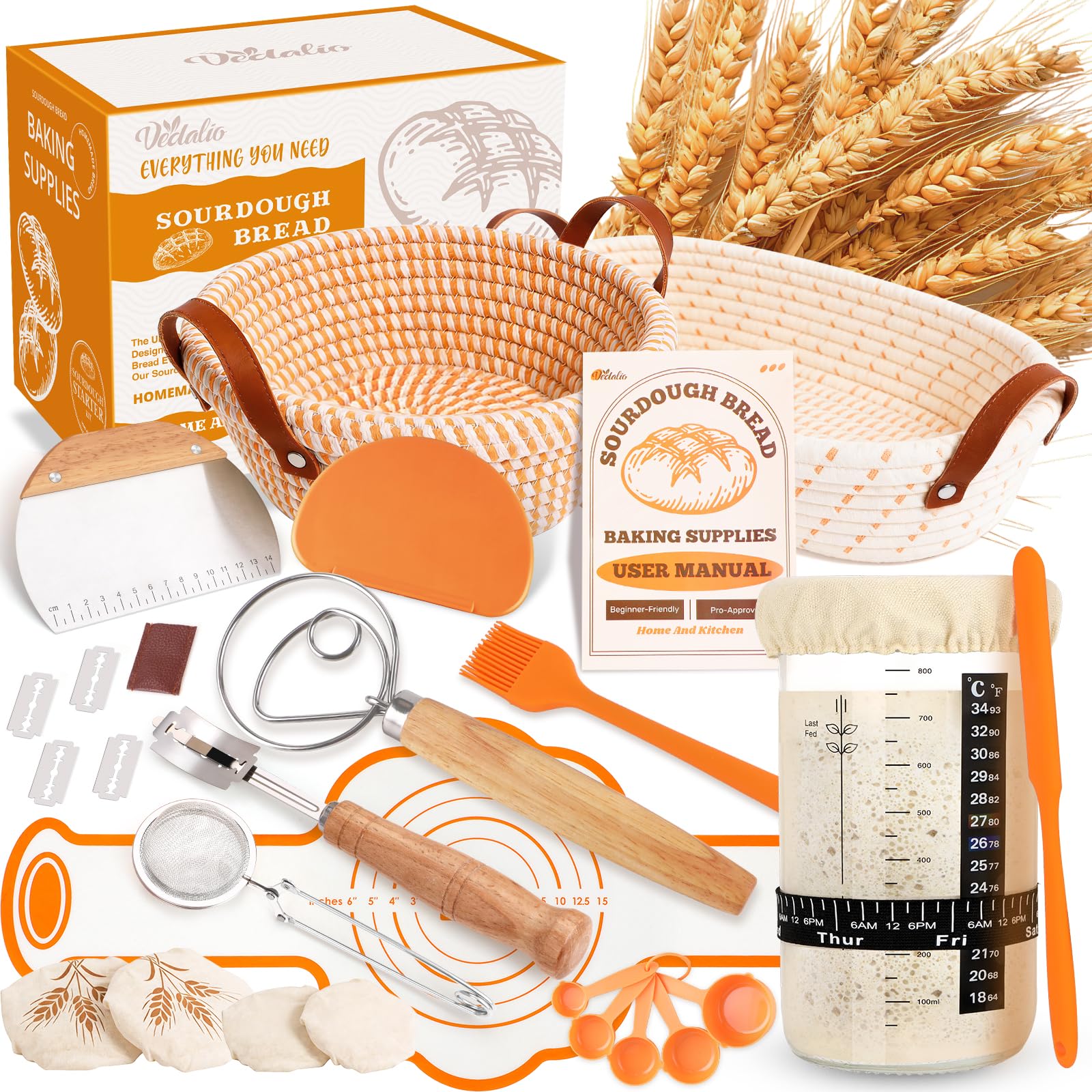 VEDALIO front package view showing complete sourdough kit, ideal for gifting