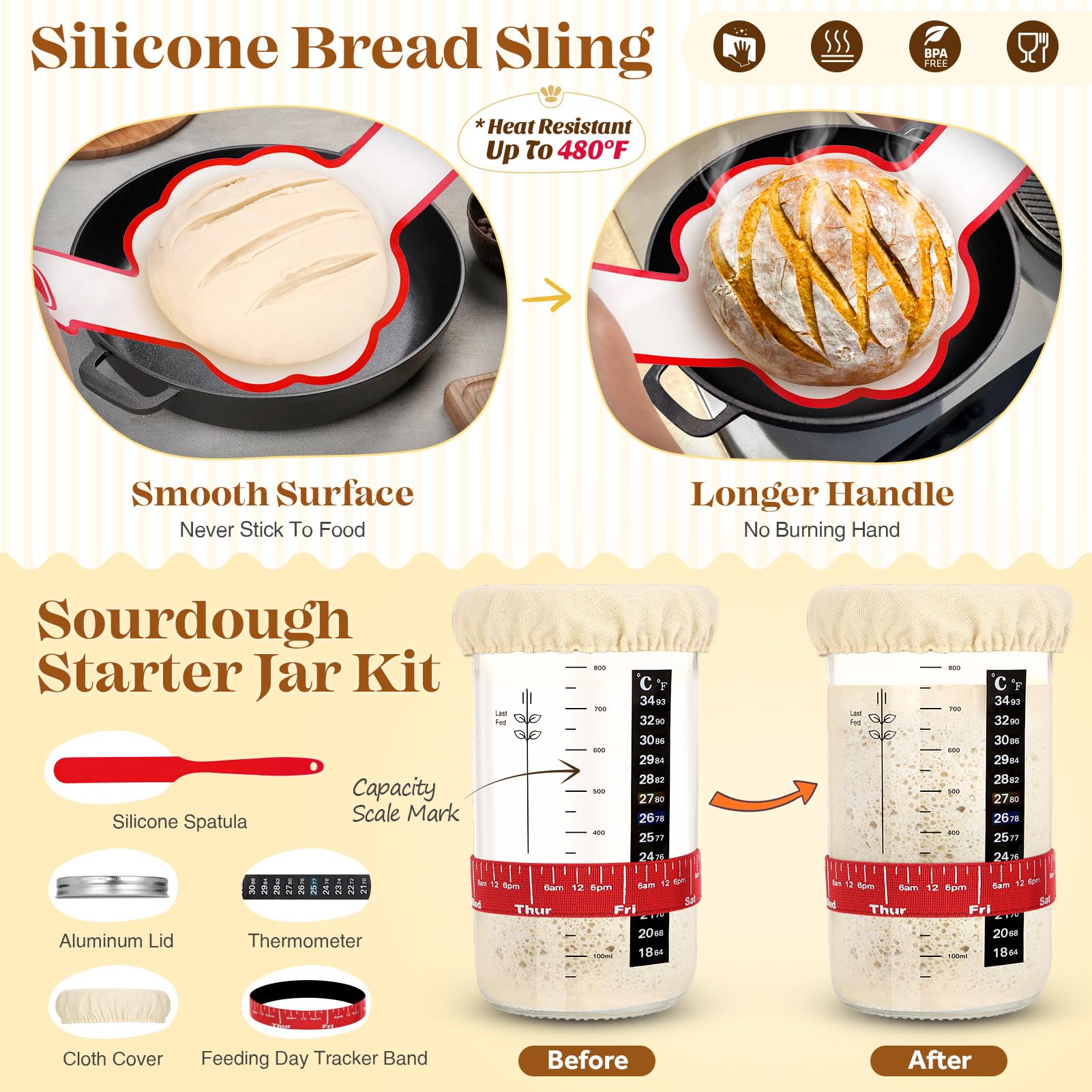 VEDALIO silicone sling transferring dough smoothly to hot pan for safer handling