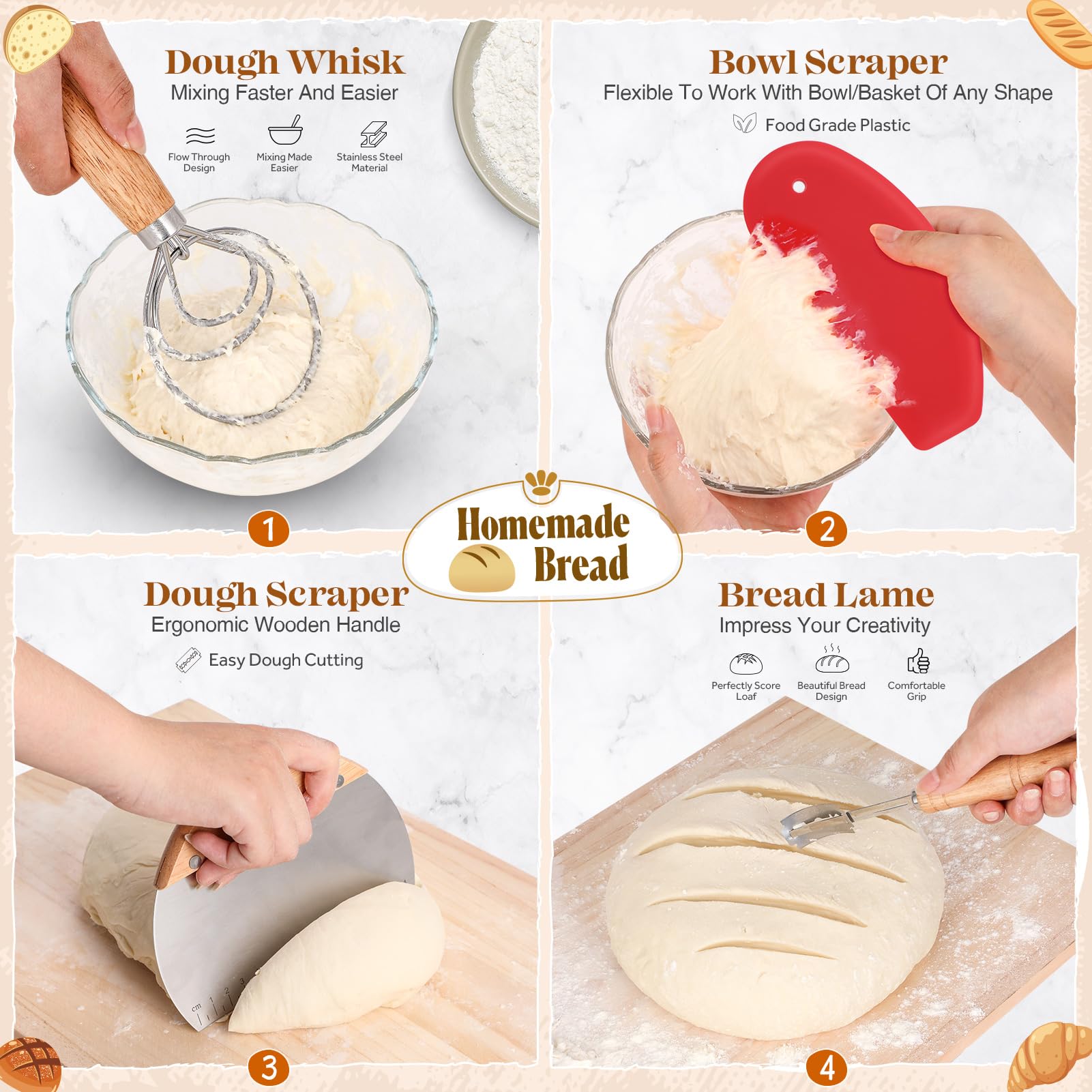 VEDALIO complete toolset laid out for efficient sourdough workflow