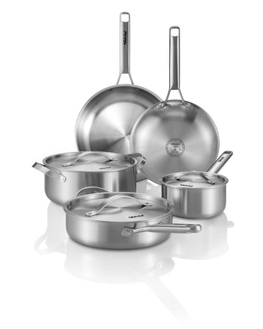 VEDNHOL front view showing full 8-piece set and included lids for easy selection