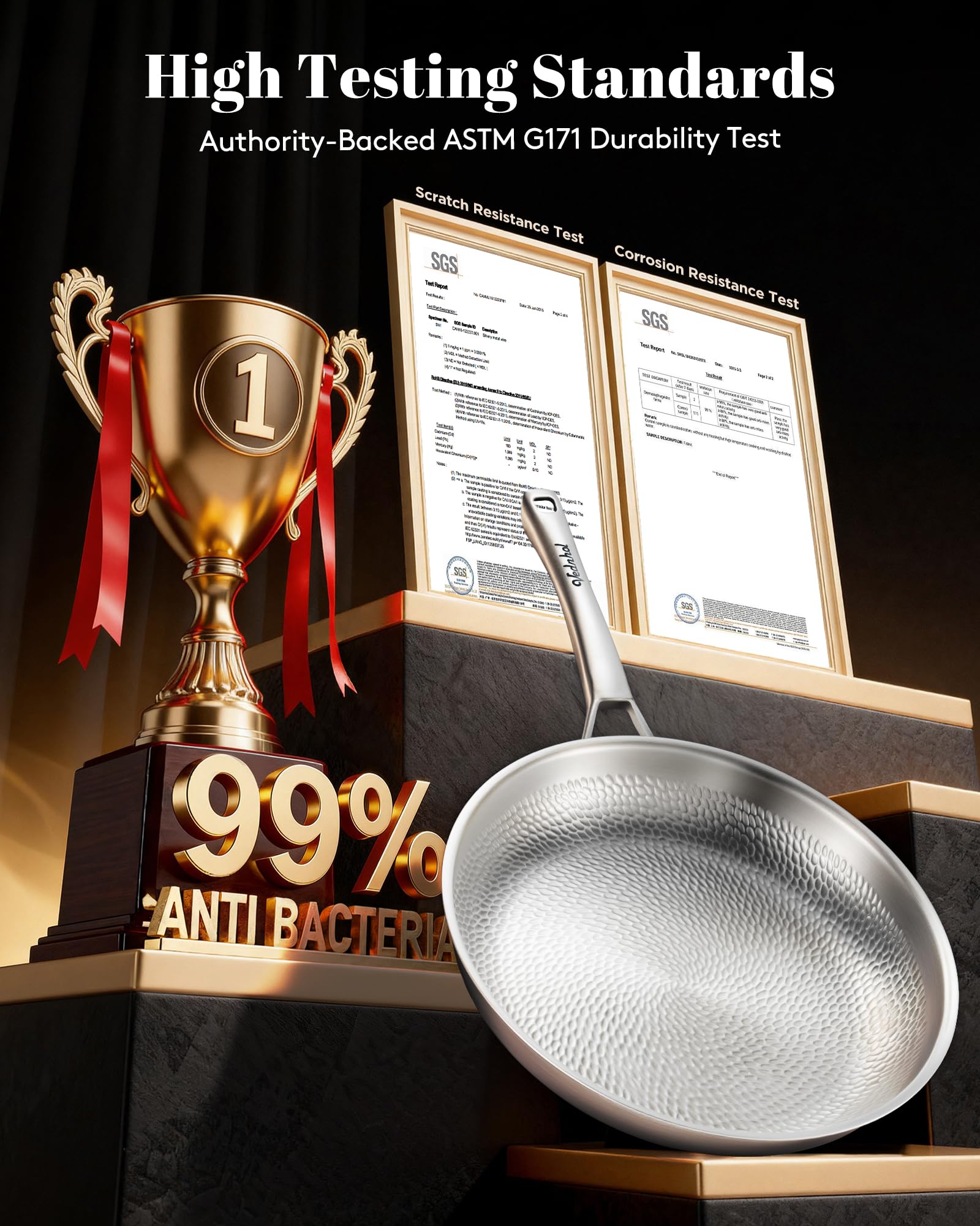 VEDNHOL pan on induction stovetop demonstrating fast even heating and compatibility