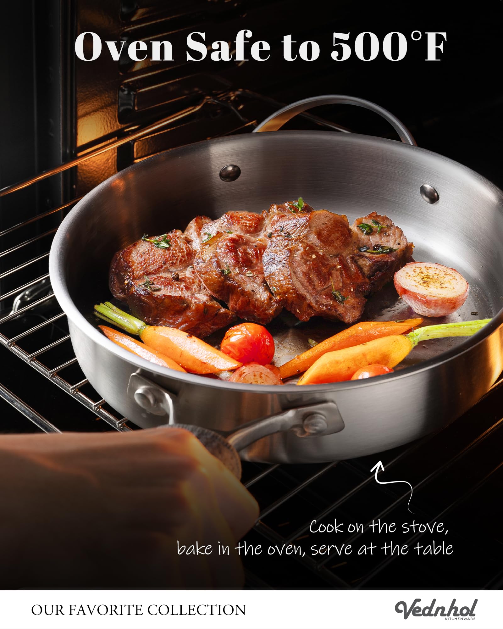 VEDNHOL 4QT stockpot filled with soup showing family-size capacity and versatility