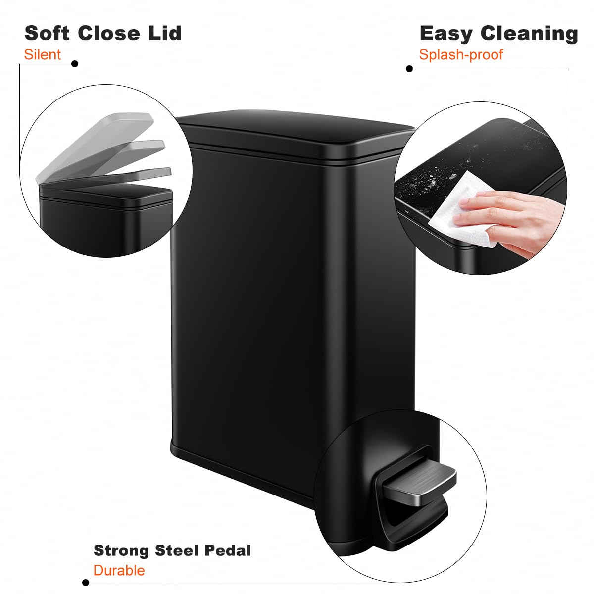 Veelesa lid locked open at 90° showing convenient hands-free access
