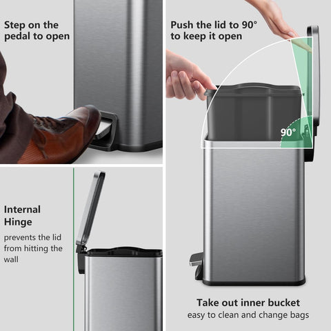 Veelesa durable step pedal and hinge demonstrating hands-free convenience