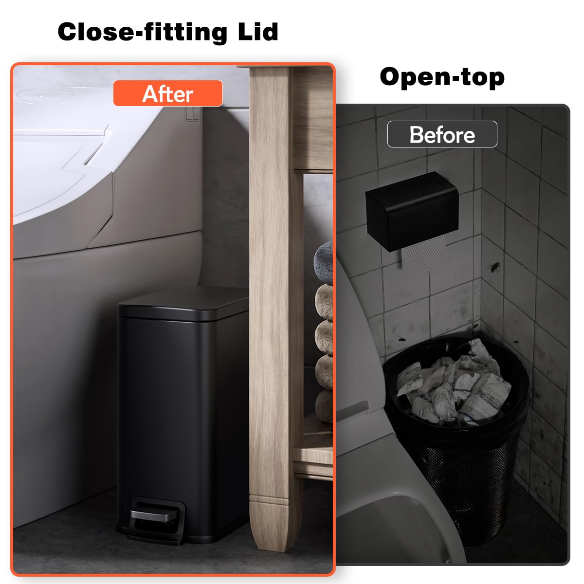 Veelesa next to toilet for scale showing compact 5.5-inch width