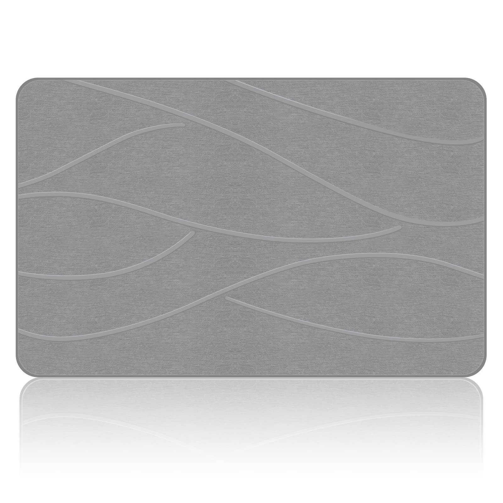 VEELOIM front view of stone bath mat showing minimalist grey design and instant drying benefit