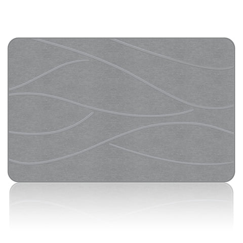 VEELOIM front view of stone bath mat showing minimalist grey design and instant drying benefit