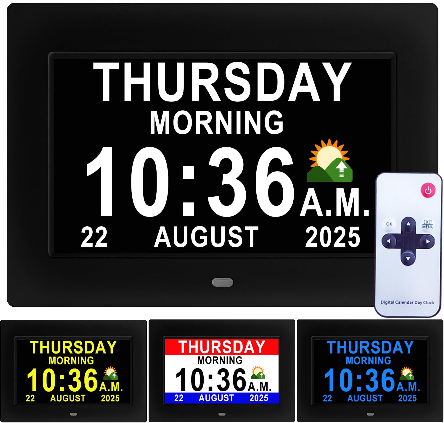 Véfaîî front display showing large date and time for fast recognition