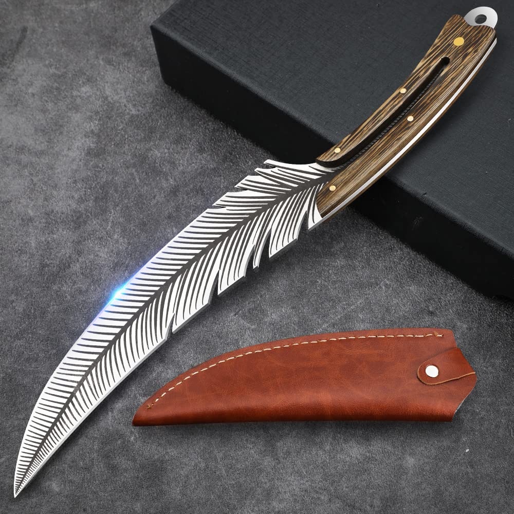 Veisky front view of feather boning knife showing overall shape and balance