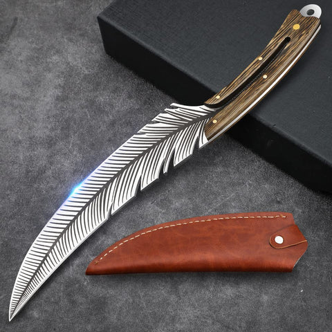 Veisky front view of feather boning knife showing overall shape and balance