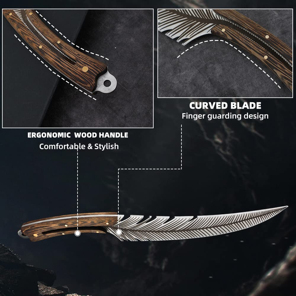 Veisky knife fitted in leather sheath for safe transport and storage