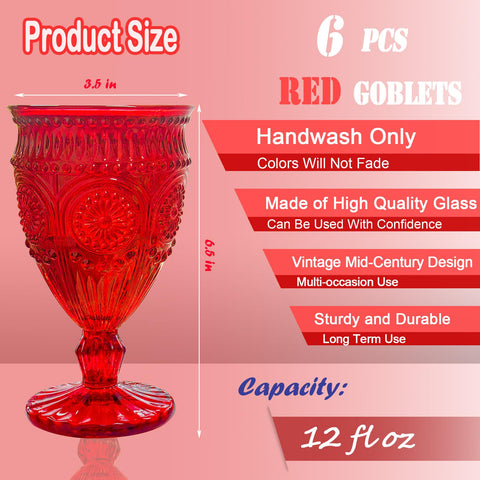 Veiuwa red goblet close-up of rim and bowl highlighting smooth glass and durable finish