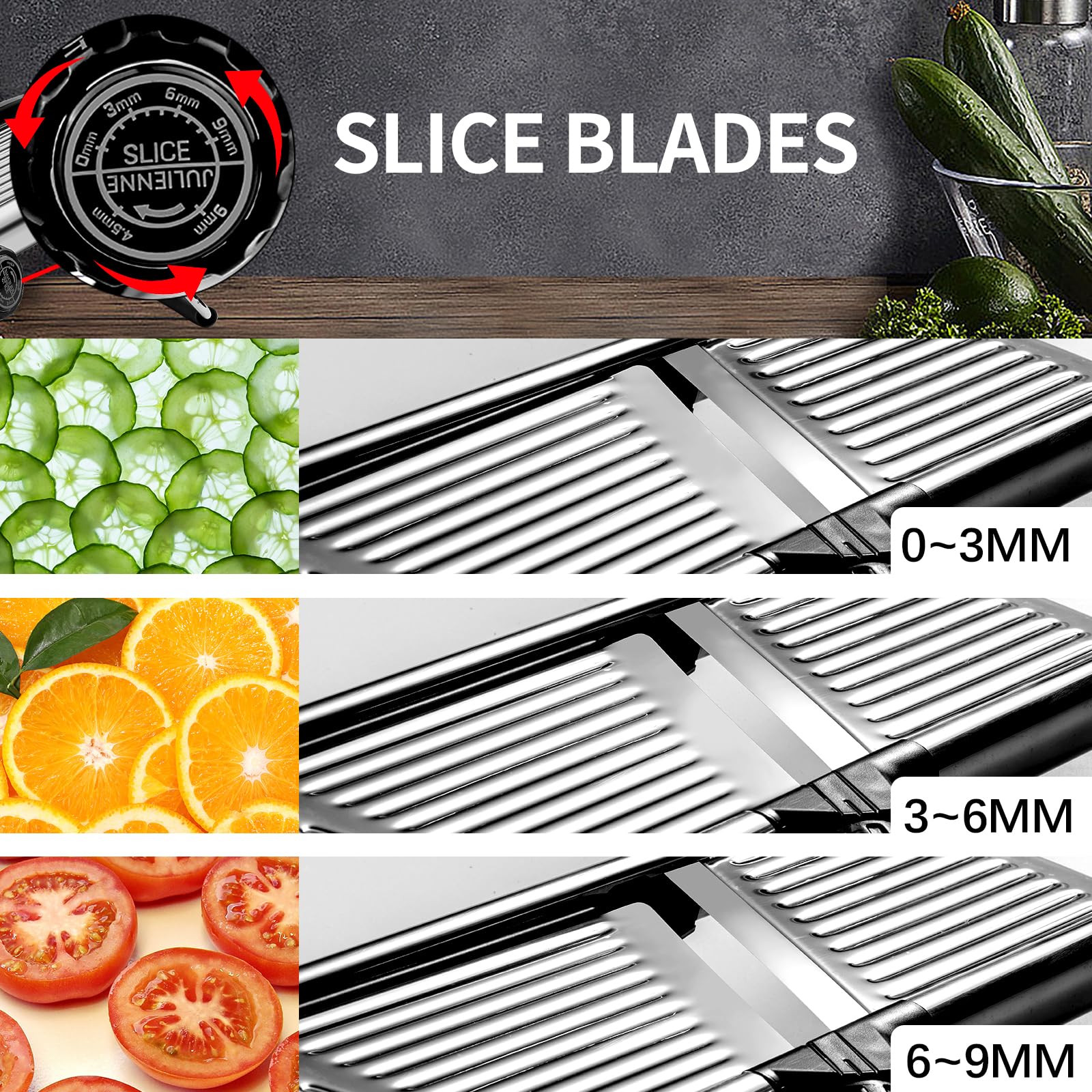 VEKAYA stainless steel blade close-up for precise consistent cuts benefit