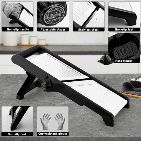 VEKAYA food pusher and cut-resistant glove shown for safer slicing