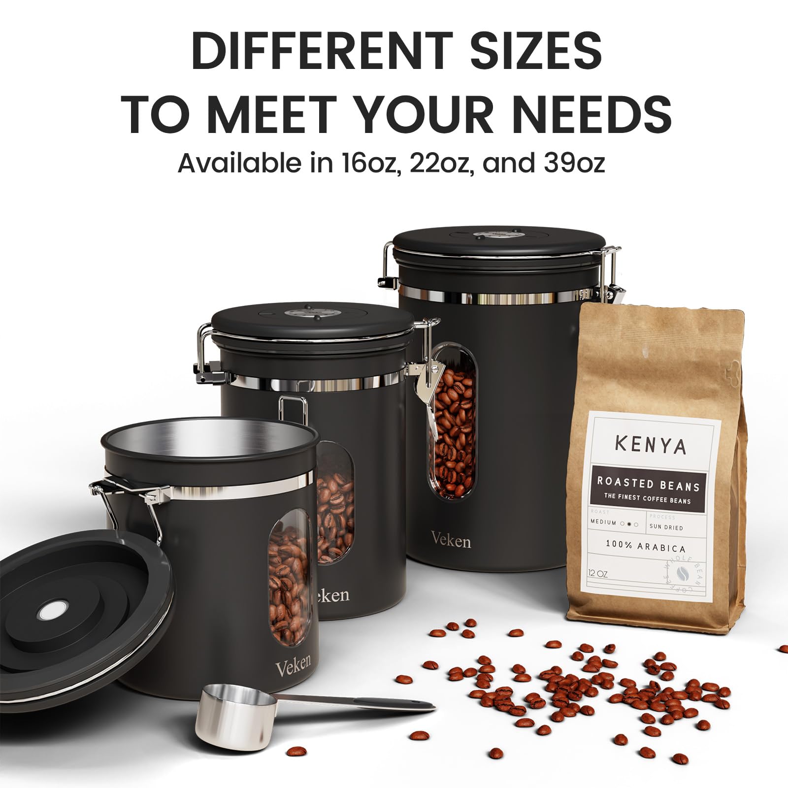 Veken canister on kitchen counter in lifestyle scene for organized brewing