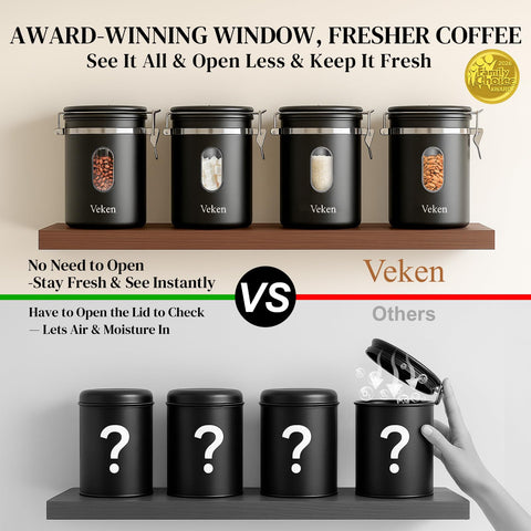 Veken interior scale line visible for precise coffee measuring and dosing