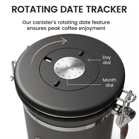 Veken stainless scoop hooked on lid for convenient measuring and storage
