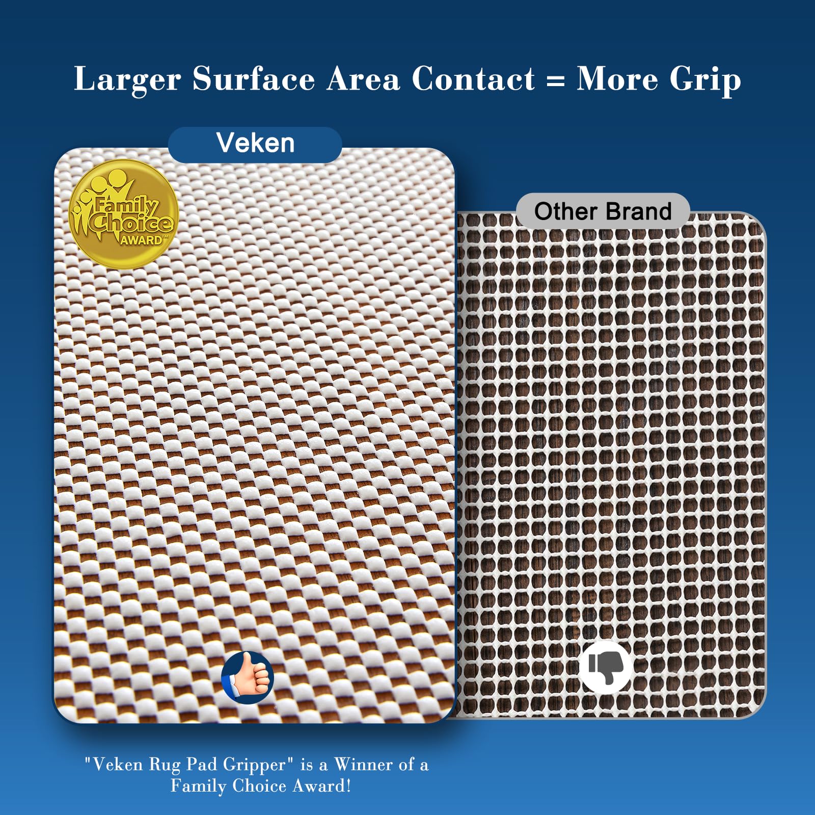 Veken close-up of solid square grip pattern offering traction