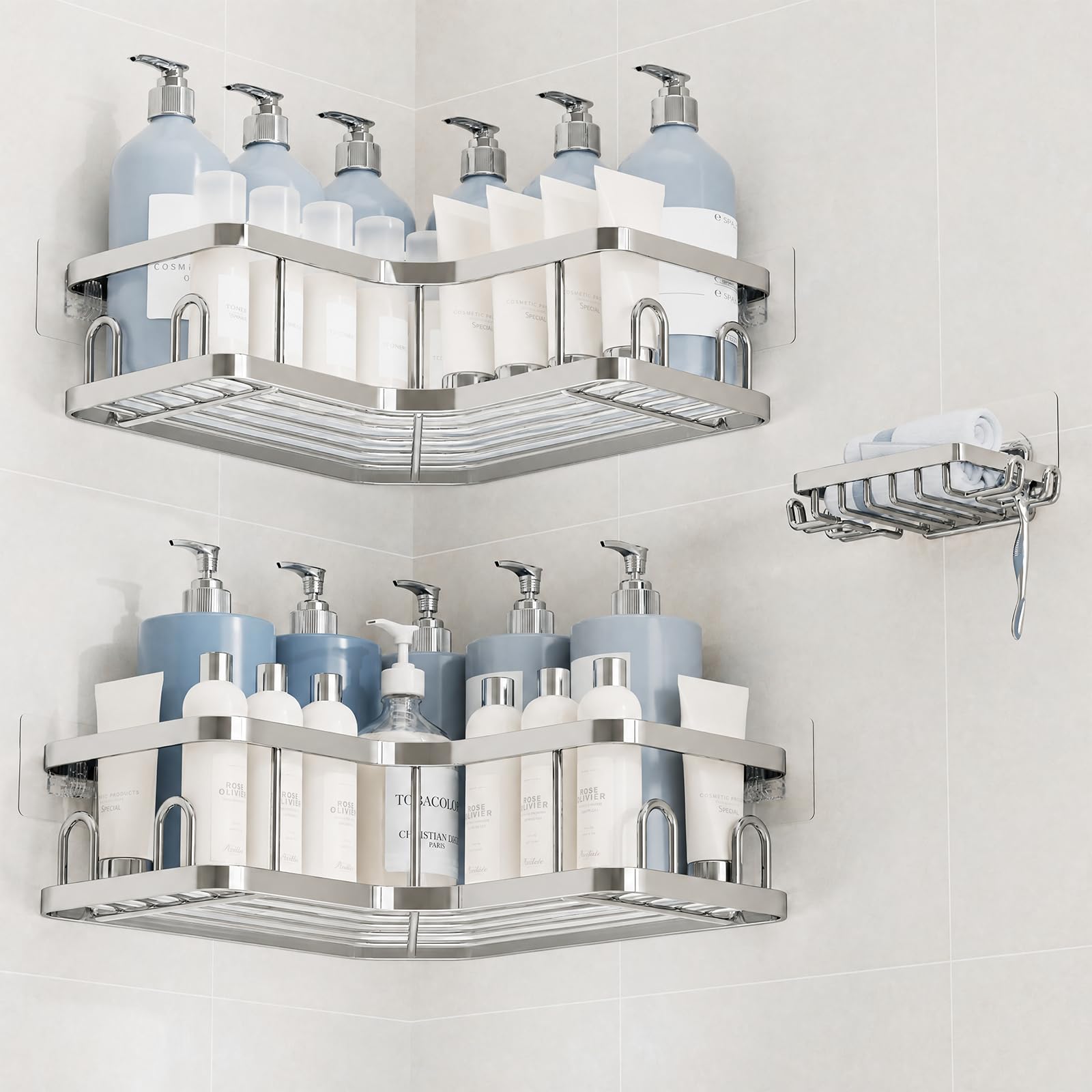Veken front view of 3-pack caddies showing compact storage benefit