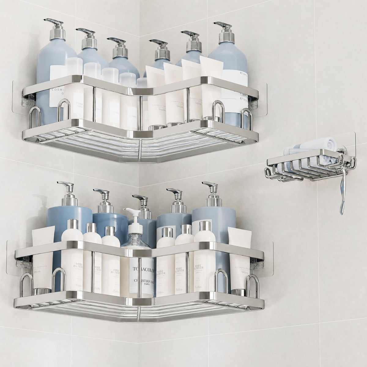 Veken front view of 3-pack caddies showing compact storage benefit