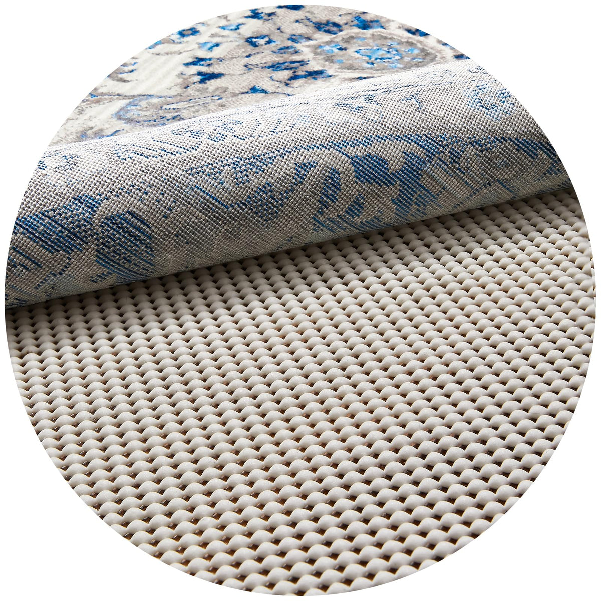 Veken front packaging showing 8 ft round rug pad and key features