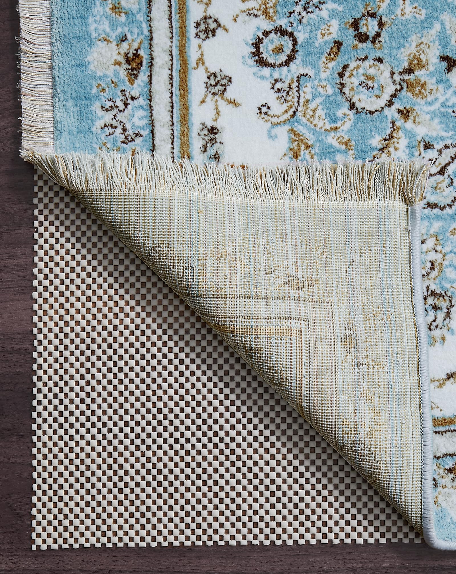 Veken front view of 7x9 rug pad showing full surface and grip, protecting floors