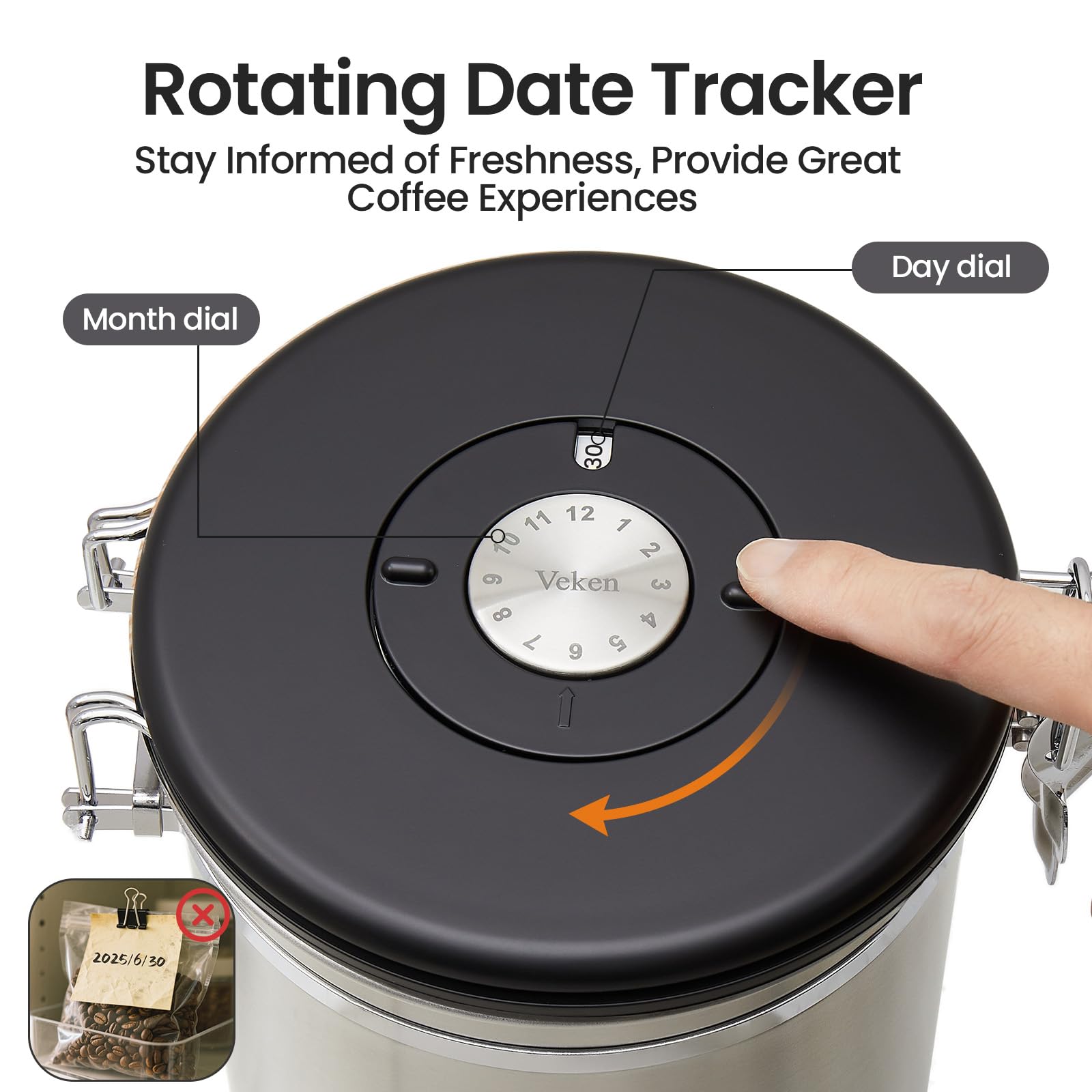 Veken on kitchen counter demonstrating tidy storage and easy access