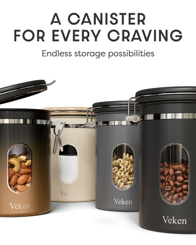 Veken canister on kitchen counter organizes countertop space