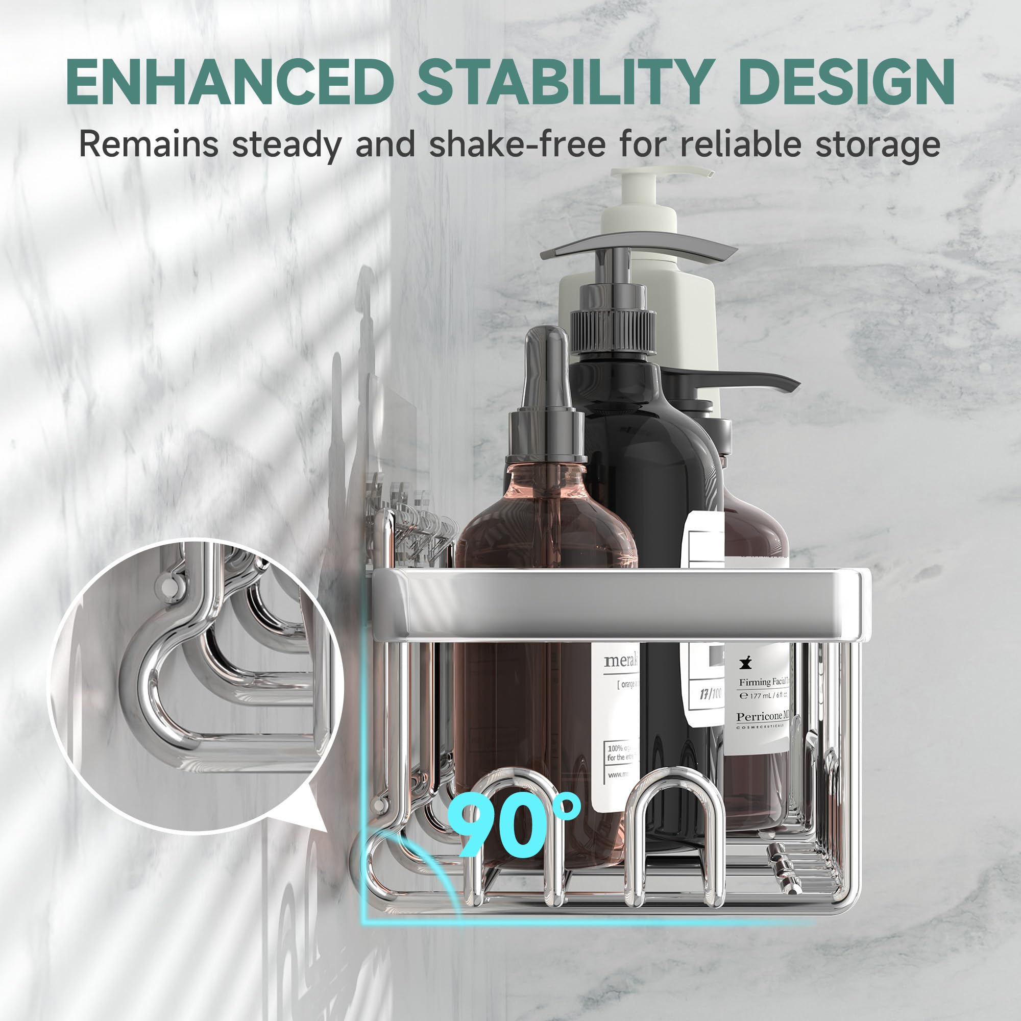 Veken close-up of large shelf drainage slots for fast drying and hygiene