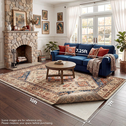 Veken pad under area rug in living room reducing slip and adding comfort