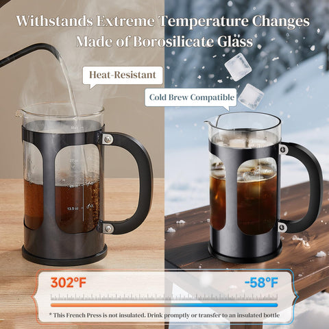 Veken size comparison with a mug to show 34oz capacity for multiple servings
