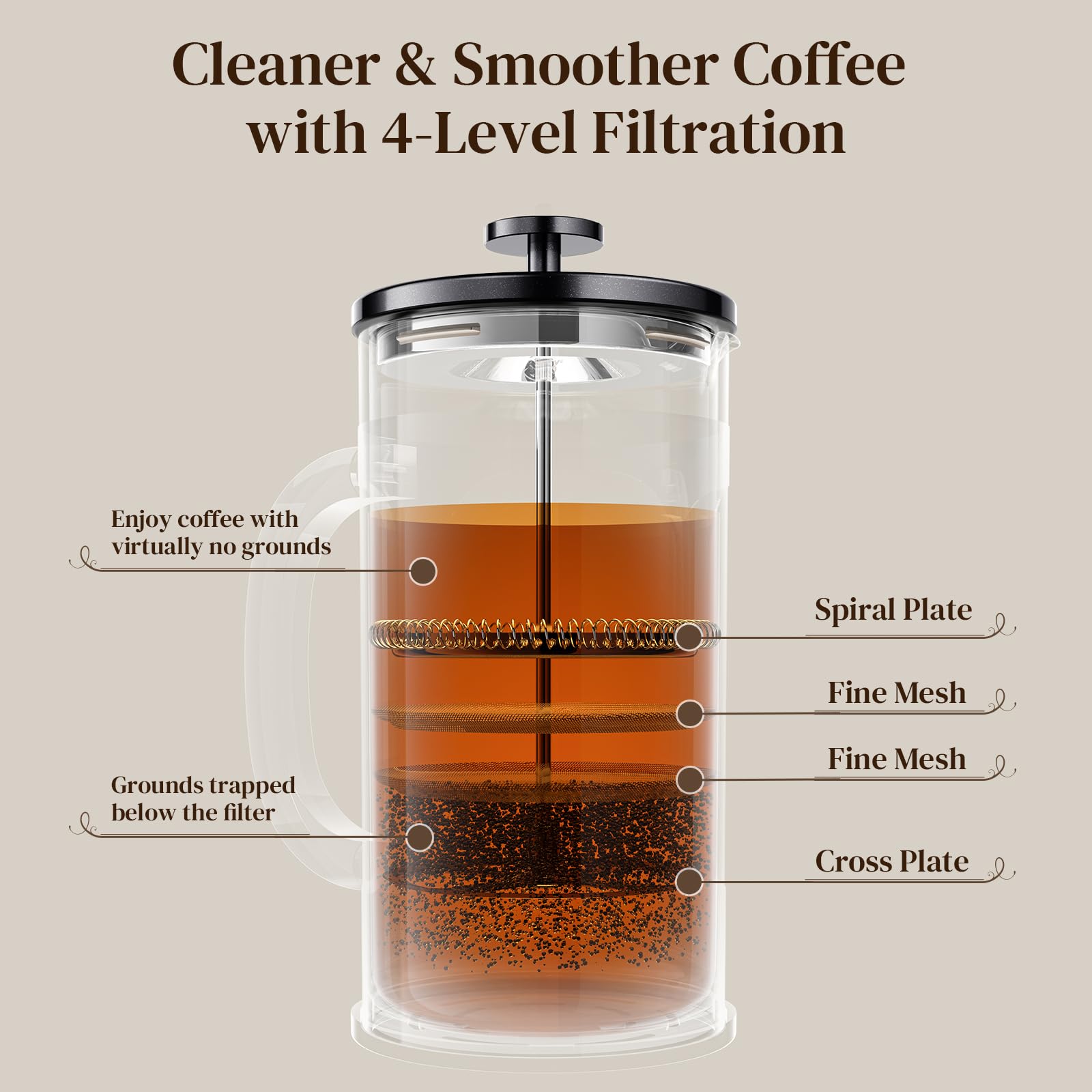 Veken French press serving coffee in kitchen providing elegant home brewing experience