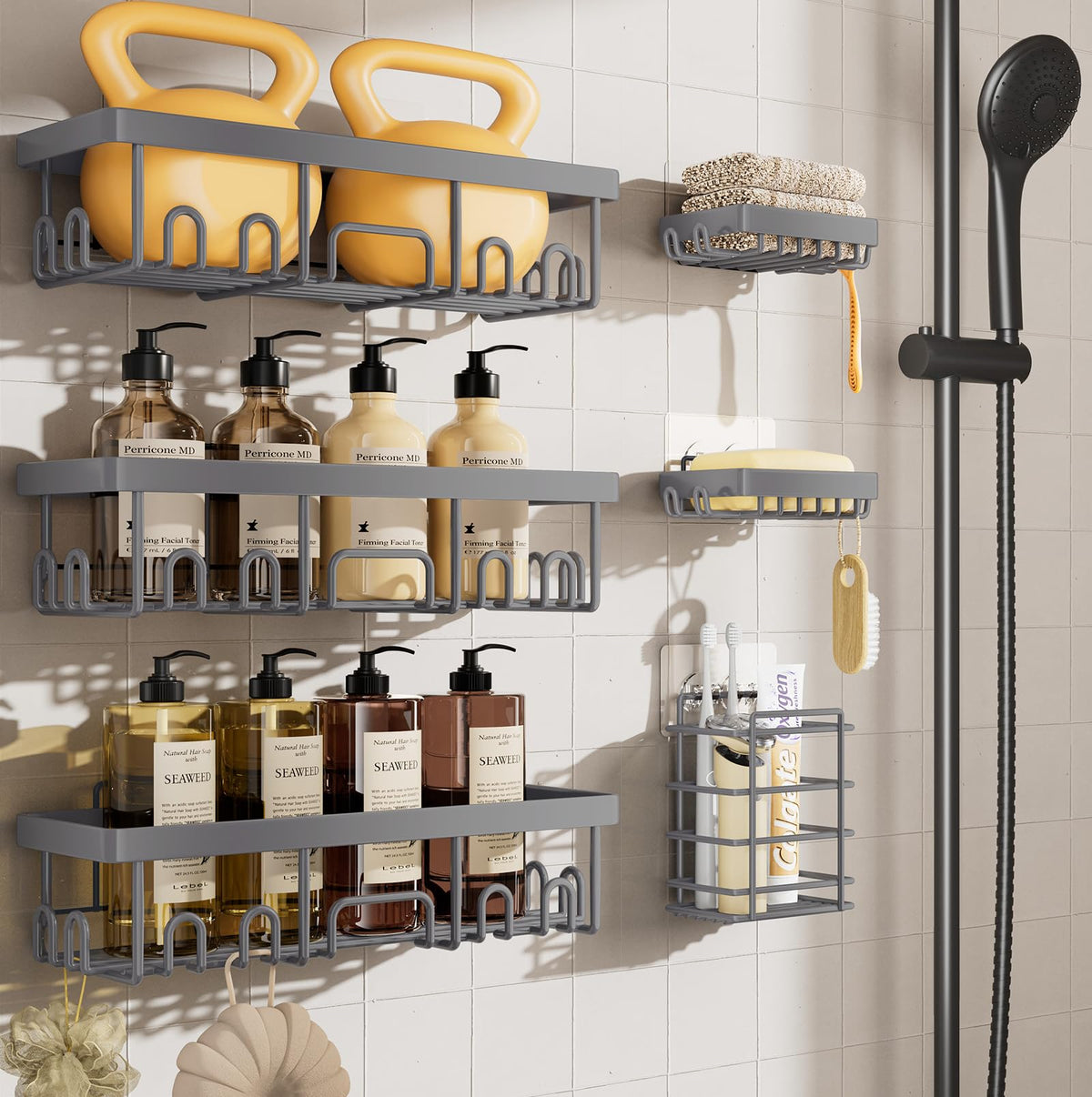 Veken front assembly of 6-piece caddy set showing organized storage benefit