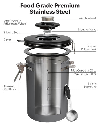 Veken size comparison with cup shows 22oz capacity