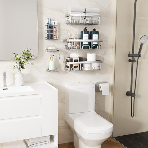 Veken toothbrush holder mounted in shower for neat oral-care organization