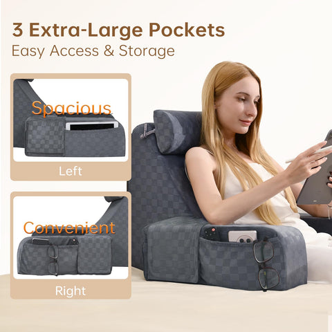 Vekkia backrest at 45° angle demonstrating upright posture benefit
